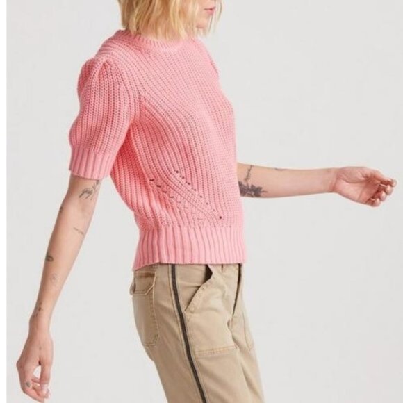 Lucky Brand Pleat Shoulder Short Sleeve Sweater - Picture 2 of 8